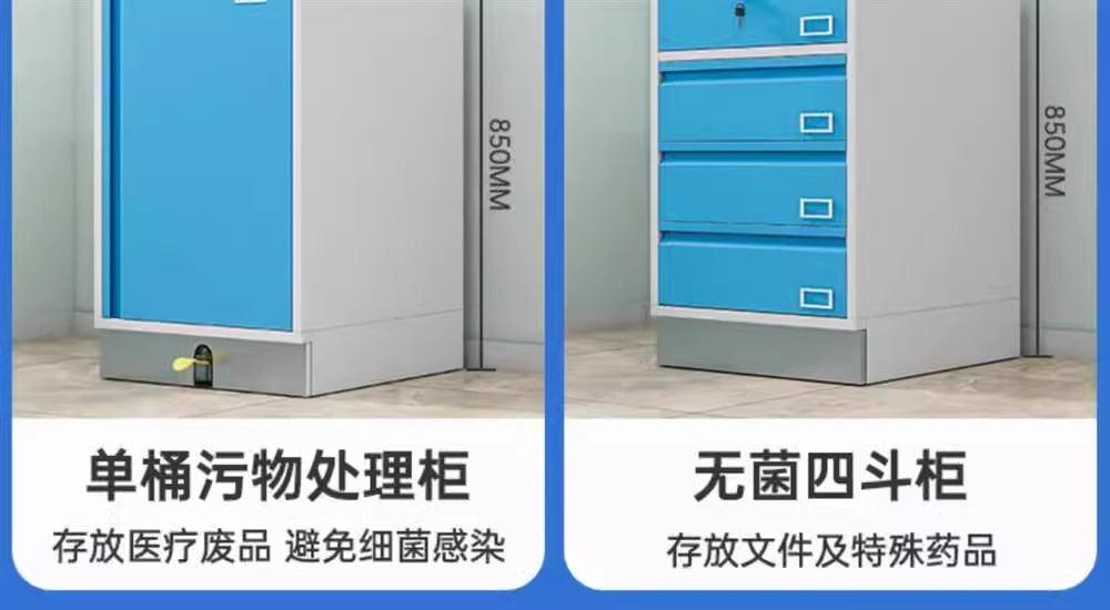 医院诊所钢制治疗柜组合 处置室操作台 诊疗室药品储物柜(图8)