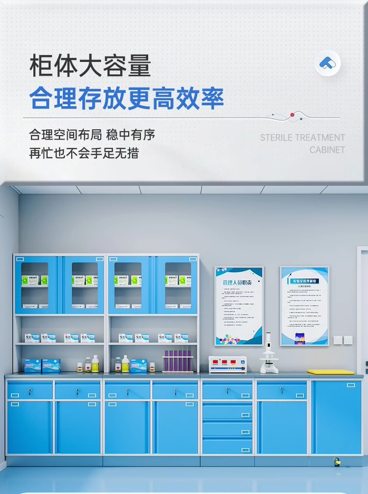 医院诊所钢制治疗柜组合 处置室操作台 诊疗室药品储物柜(图4)